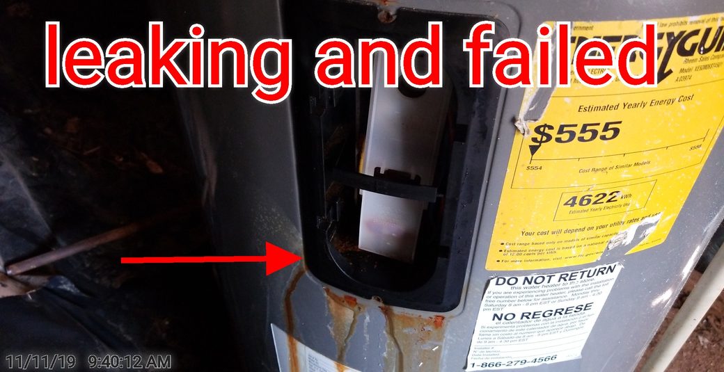Water heater leaking and failed, shut off during the inspection